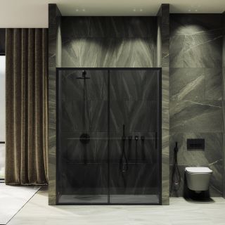 Душевая дверь MaybahGlass MGD-1284-6 120см чёрный/графит